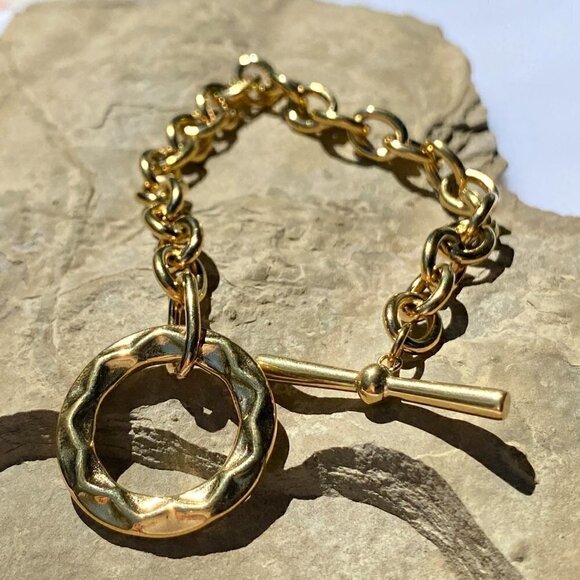 💙 Gold Plated Stainless Steel Cable Chain Bracelet - Picture 1 of 7